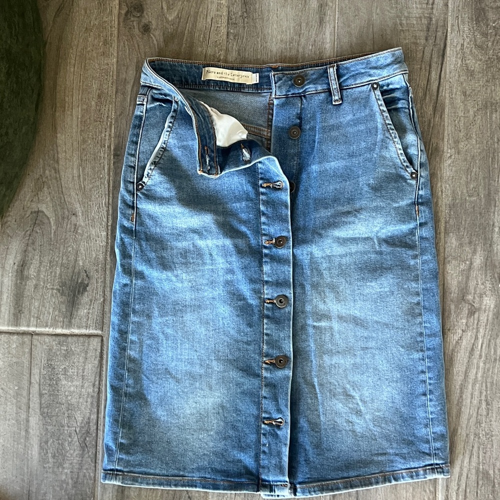 Pilcro and the Letterpress Blue Denim Skirt
